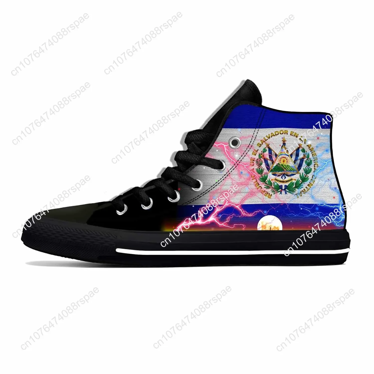 El Salvador Salvadoran Flag Patriotic Pride Funny Casual Cloth Shoes High Top Lightweight Breathable 3D Print Men Women Sneakers