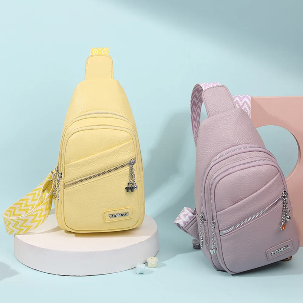 Women Chest Bag Adjustable Shoulder Strap Satchel Bags PU Leather Messenger Bag Fashion Solid Color Crossbody Bag Female Clutch