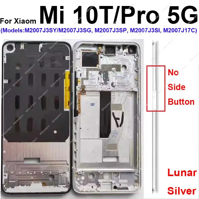 Middle Frame Housing For Xiaomi Mi 10T 10T Pro 5G LCD Supporting Front Frame Middle Cover Bezel Plate Parts