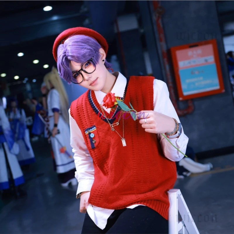 

Love And Deepspace Rafayel 코스프레 Costume Necklace Adult Unisex Rafayel Spring Sweater Vest Shirt Vest School Uniform Men Top