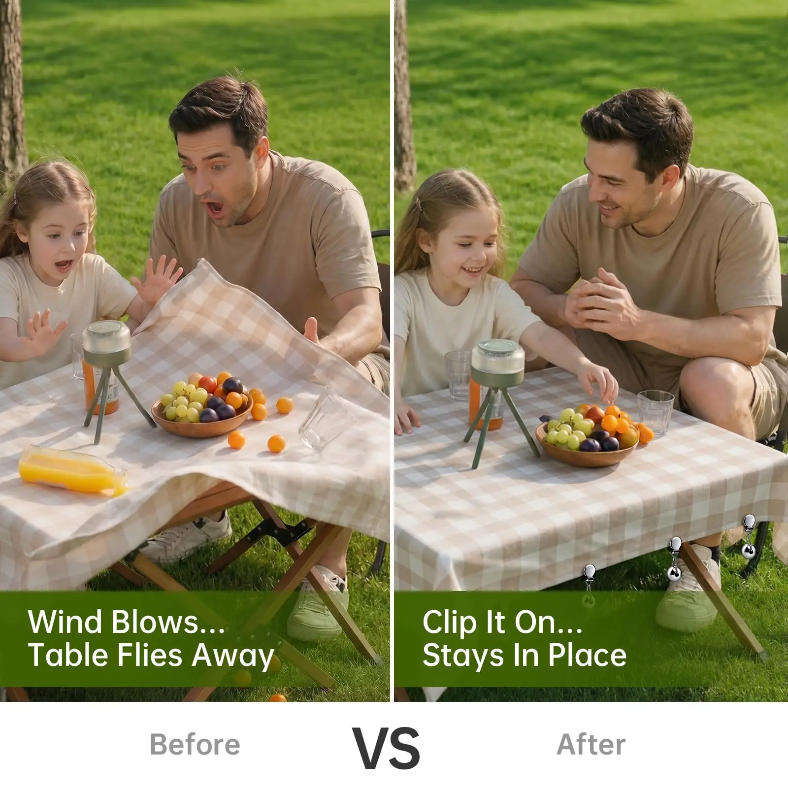 Tablecloth Weights, Windproof Heavy Duty Picnic Table Cloth Weight Clips Clamps, Sturdy Non-Scratch for Outdoor Picnic