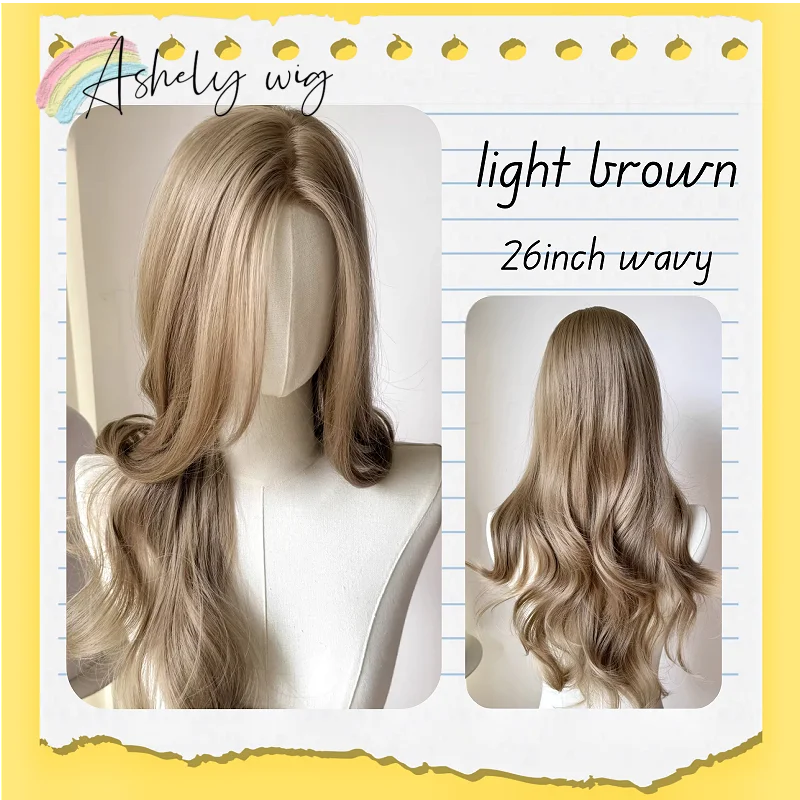

Light Brown Wigs for Women 26inch Long Wavy Wig Body Wave Hair Wig Fashion Synthetic Wigs Headband Wigs for Lolita Cosplay