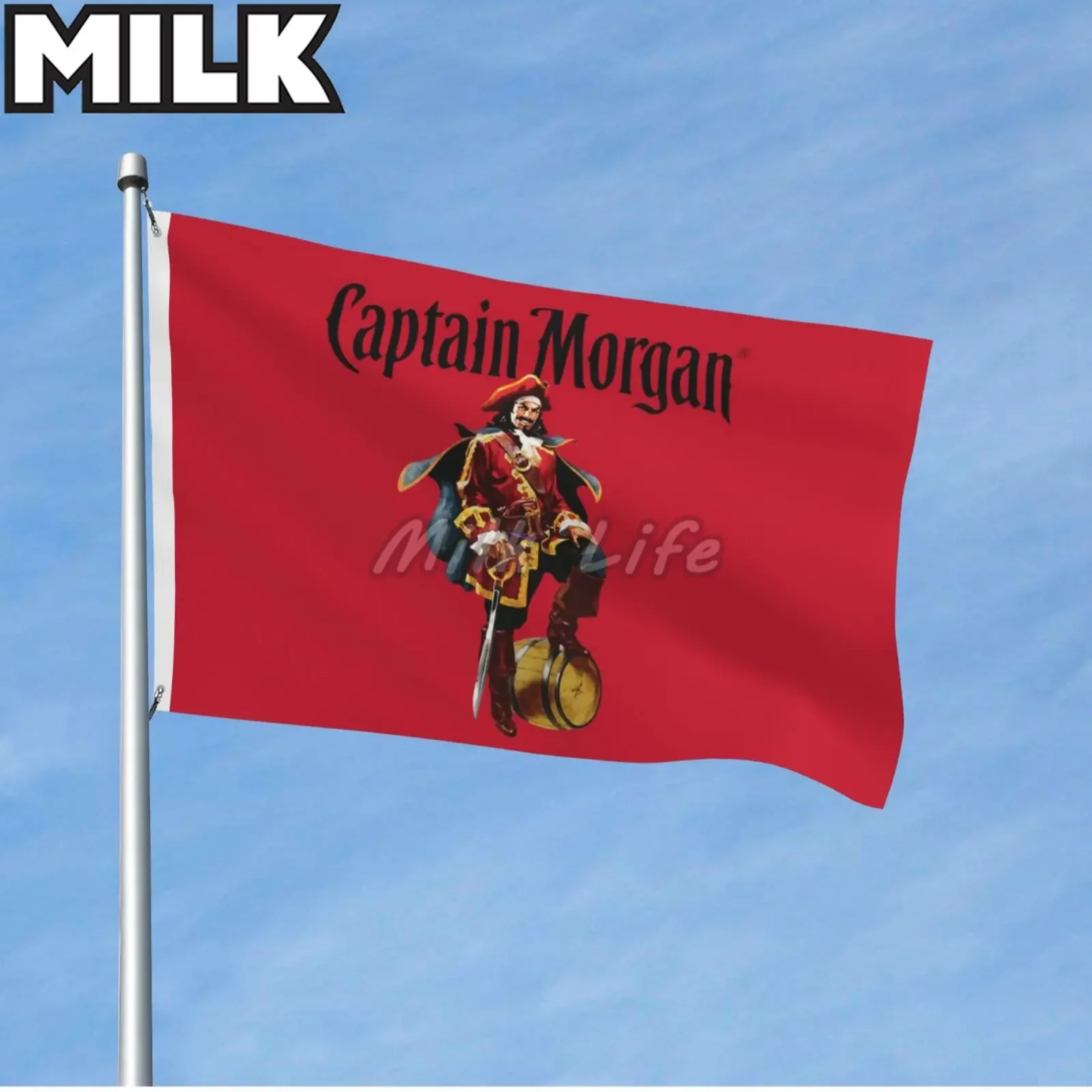 Double-sided Printing Captain Morgan Logo Flag with Grommet Outdoor and Indoor Banner Flag for Garage Home Cafe Bar Pub Decor