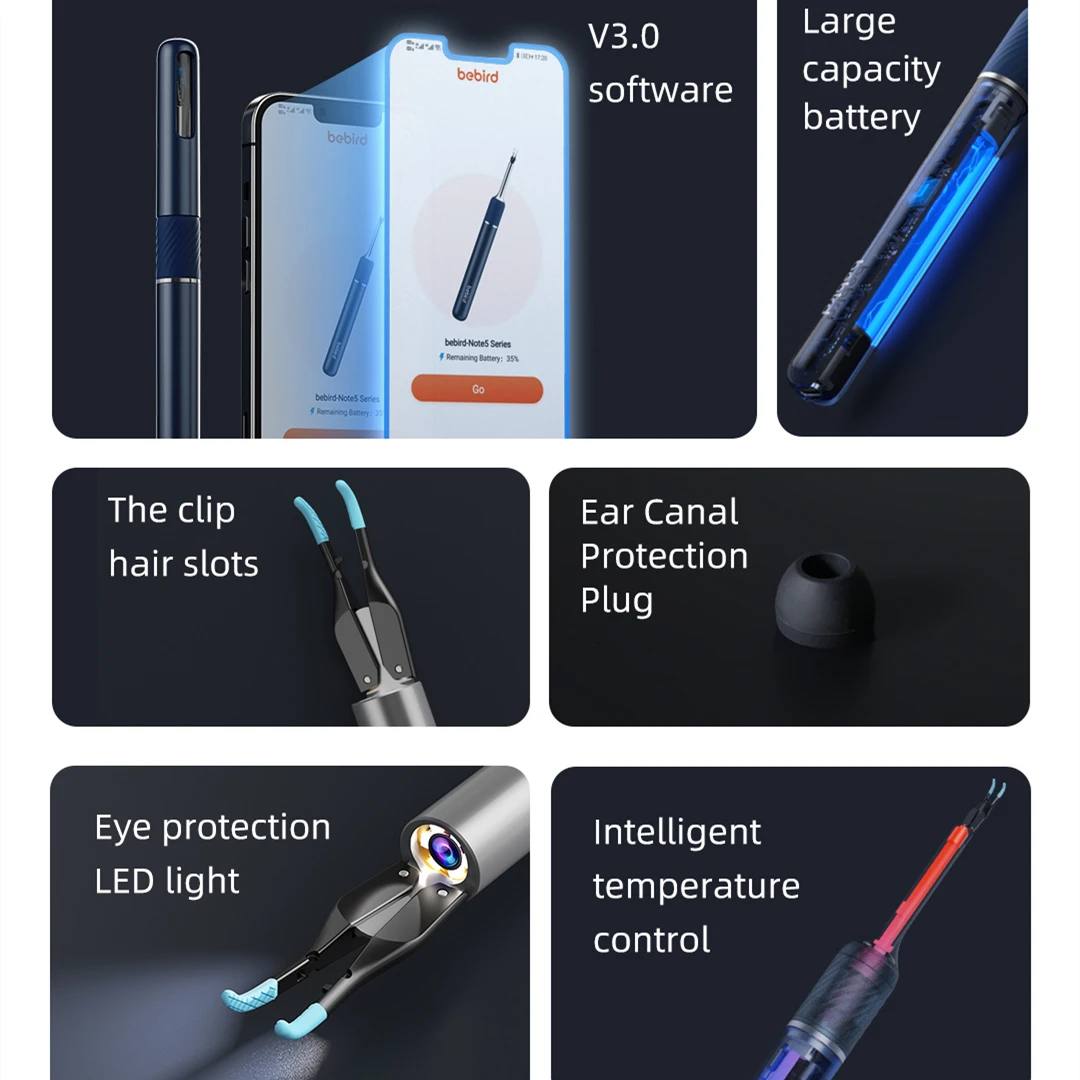 Bebird Note5 Pro Ear Cleaner Smart Visual Ear Sticks Endoscope Tweezers Wax Earpick Mini Camera Otoscope Personal Health Care