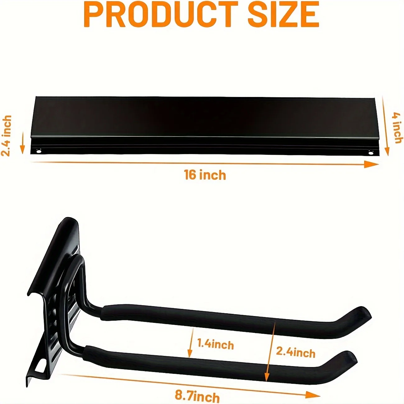 Garage Storage, Garage Organization, Wall Mount Garden Tool Organizer, Max 250 Lbs Adjustable Metal Hooks, Yard Shed Rack, Tool Holder For Hanging Rake Broom Mop Snowboard, Father Gift - view 4