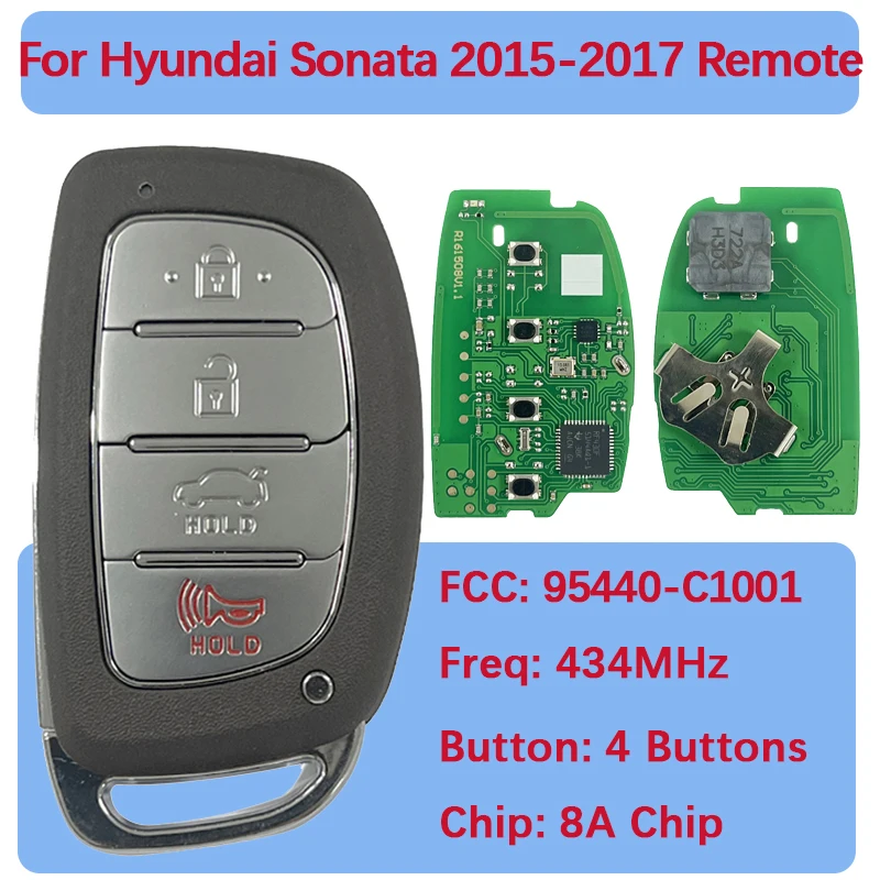 

CN020146 Сменный смарт-ключ с 4 кнопками, 433 МГц, 95440-C1001/95440-C1000 FCC CQOFD00120 для Hyundai Sonata 2015-2017
