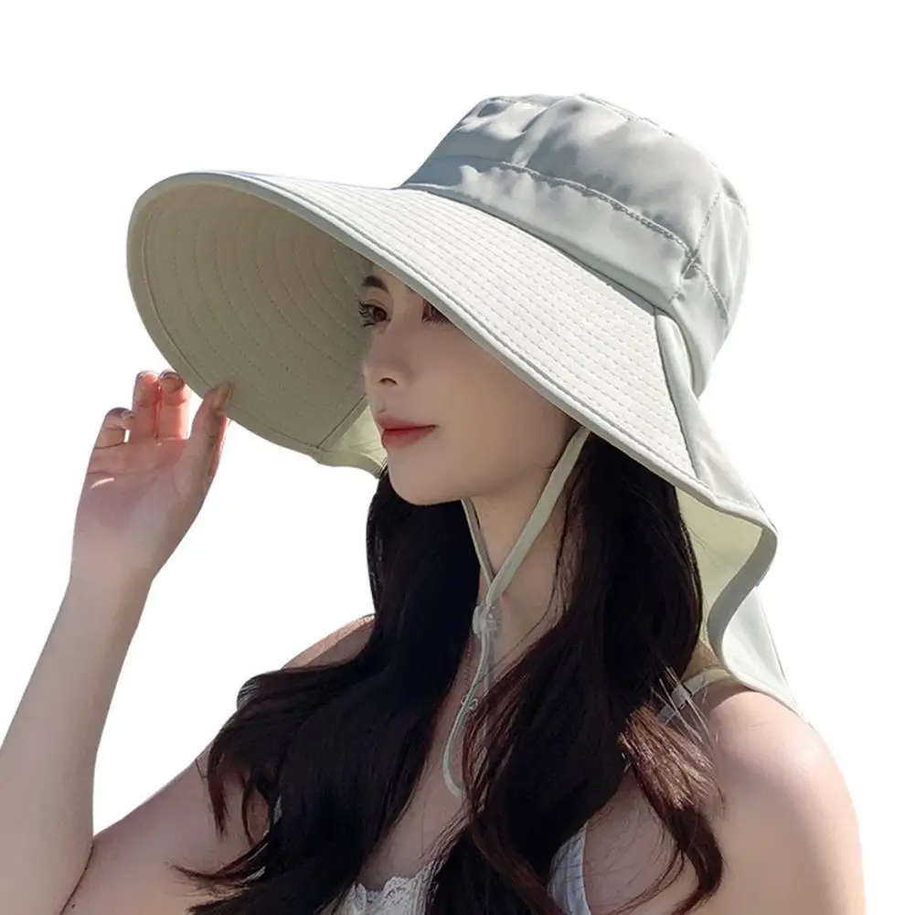 Bell-shaped Basin Hat Stylish Women's Fisherman Hat with Shawl Design for Sun Protection Fashionable Look Large Brim for Outdoor