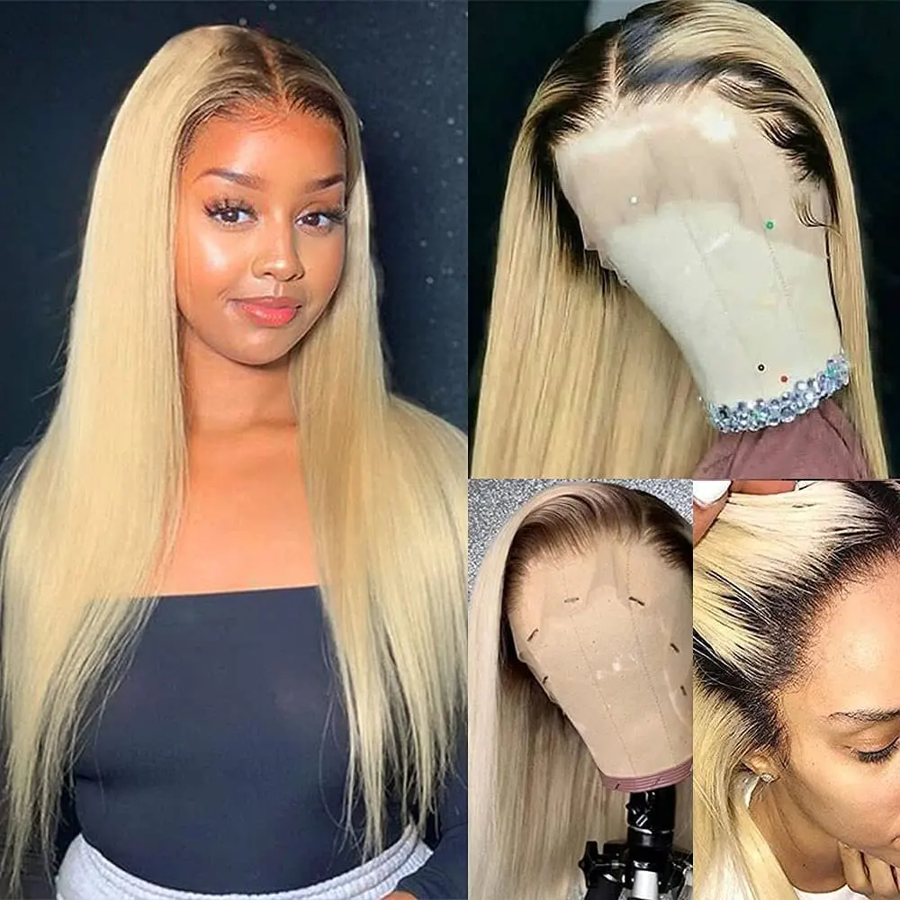 Rosabeauty 613 HD Straight Hair Lace Front Human Hair Wigs Glueless 13X4 Frontal Wig Preplucked 200% 250% 40Inches 13x6 Blonde