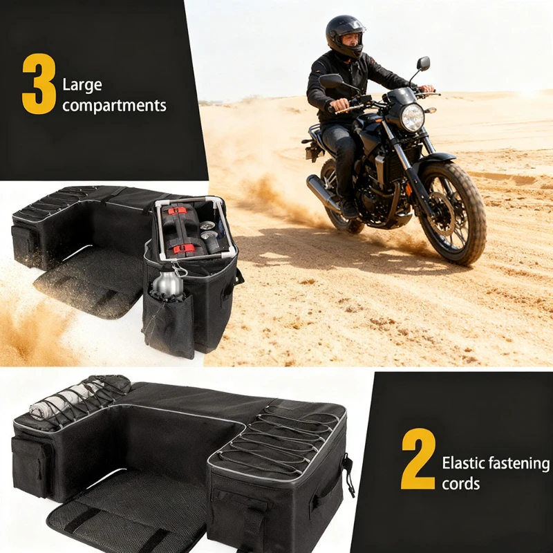 Borsa da sella per moto da spiaggia, borsa portaoggetti per cross-country, borsa posteriore per ATV da montagna con tasche porta attrezzi