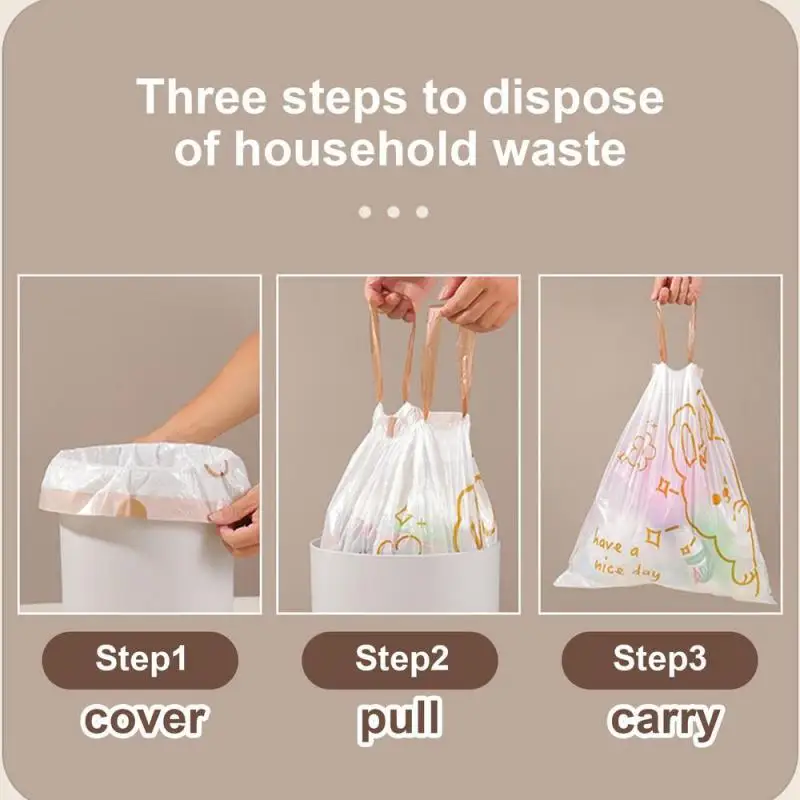 20/30/60Pcs Household Thicken Drawstring Disposable Trash Pouch Kitchen Storage Garbage Bags Cleaning Waste Bag