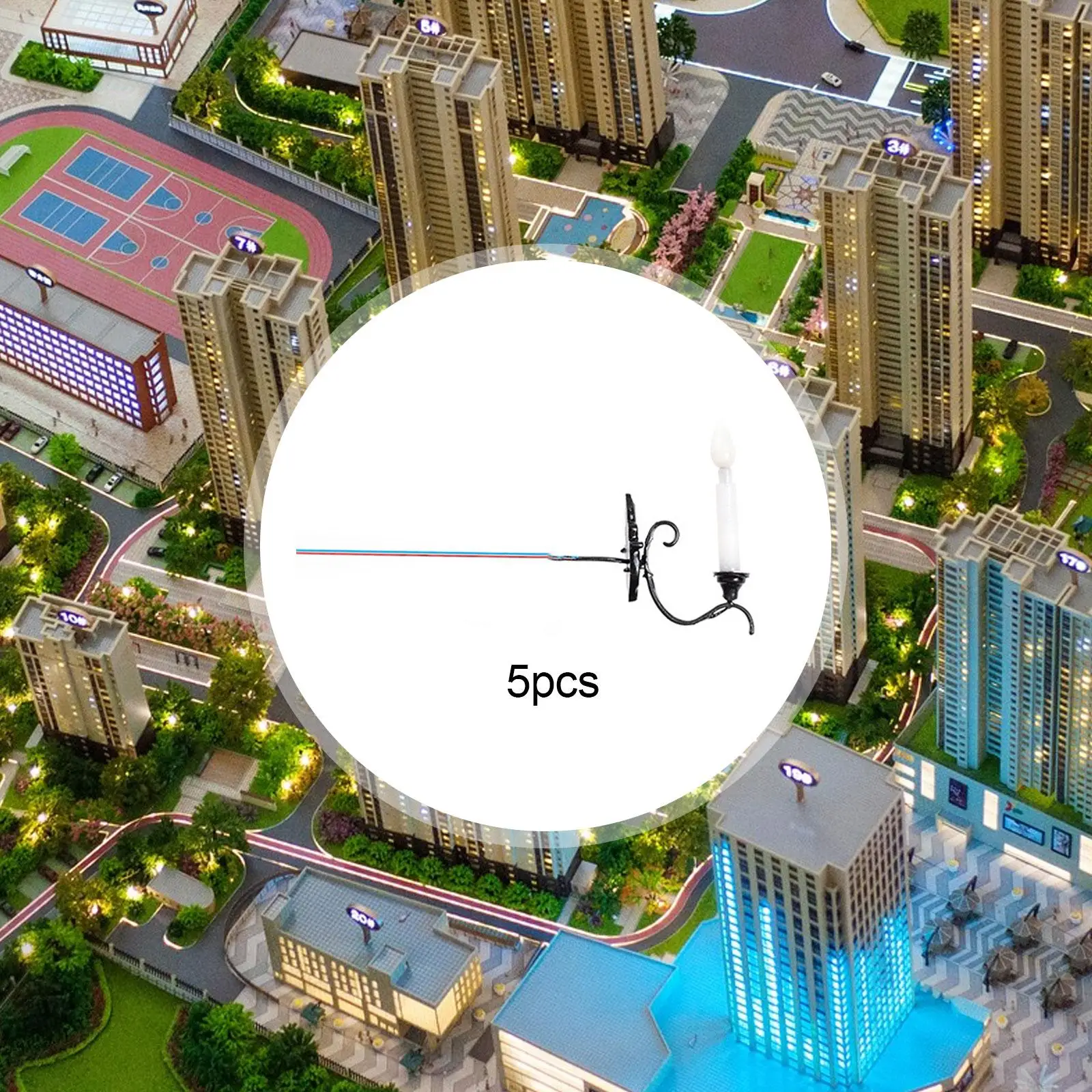 5x Lampa Ścienna w Skali 1:87 Diorama Bajkowy Ogród Akcesoria Domek dla Lalek LED Lampki Ścienne Miniaturowe Lampy Uliczne Oświetlenie Krajobrazu Ogrodowego