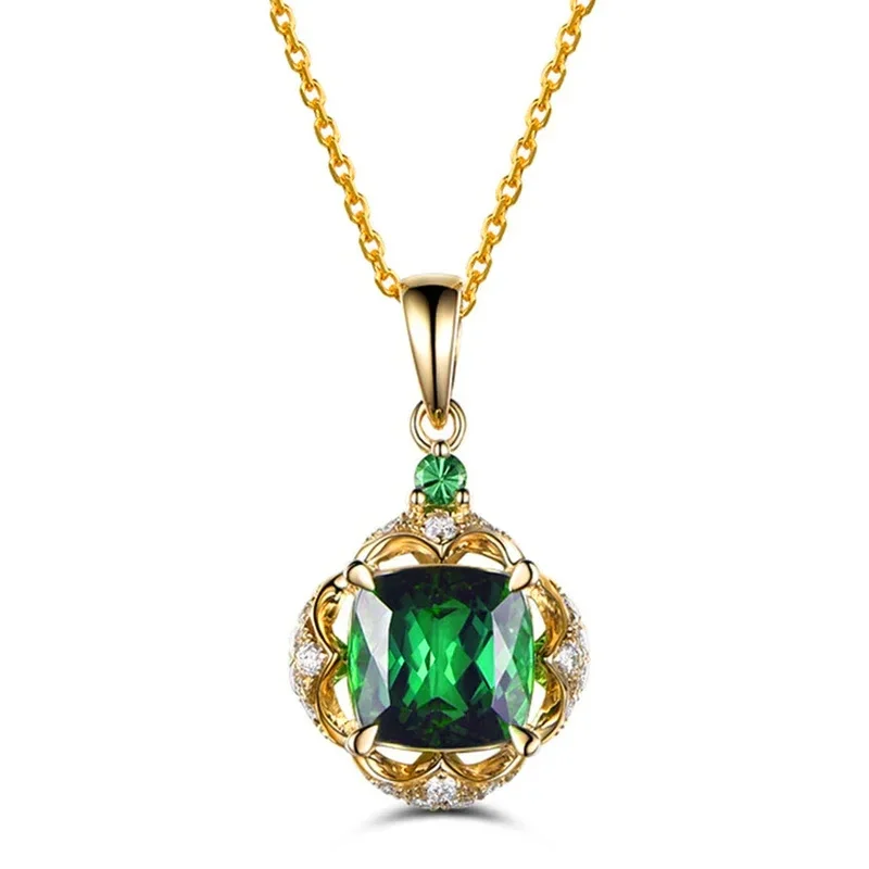 2024Huitan – collier vert en zircone pour femmes, magnifique, scintillant, élégant, couleur or, bijoux tendance, pour fête de