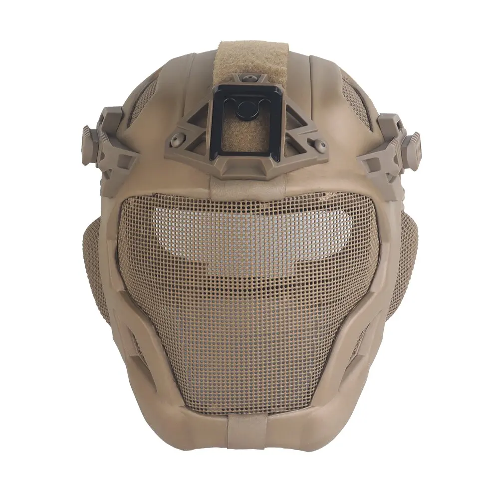 W23 Taktyczny, lekki, airsoft, pełna ochrona kasku, stalowa maska z siatki Z podstawą montażową NVG na kask / szynę na kask