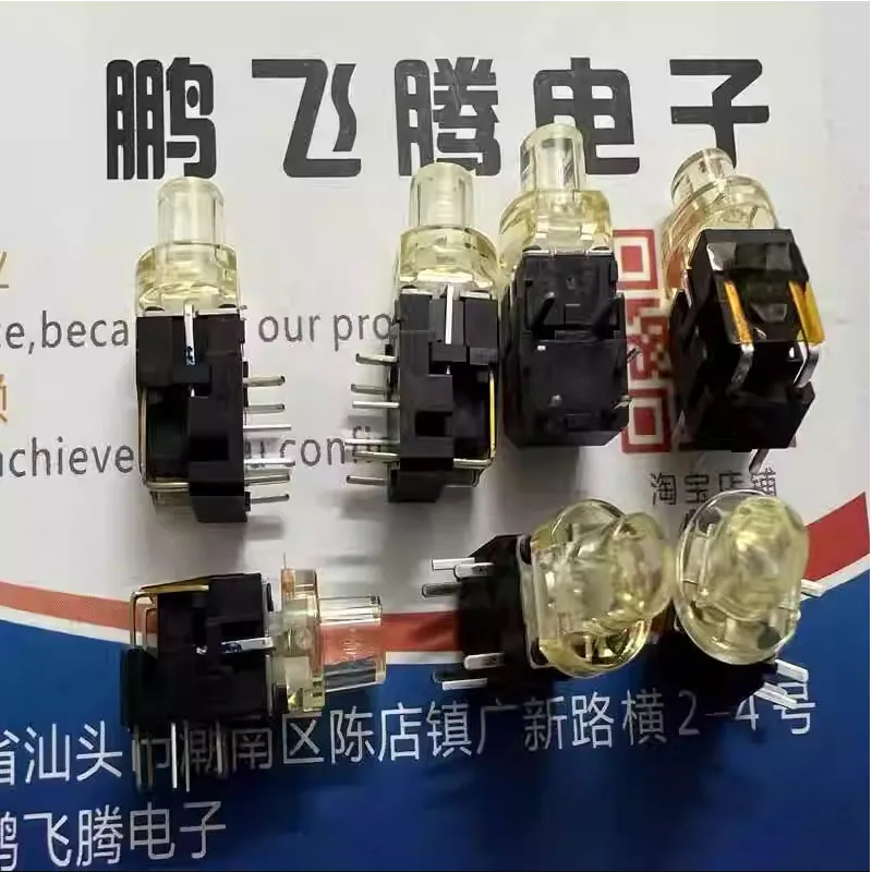 

2pcs/lots Taiwan Curved Foot 6-pin Tactile Switch with Lamp SFNHJL5172JLT Side Push Horizontal w/ Transparent Cap 7*7*16.5