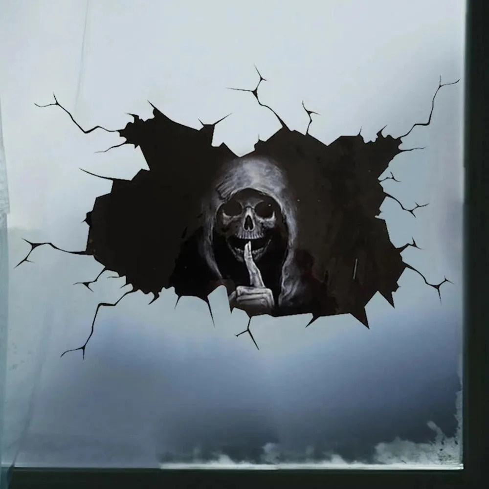 Waterproof Skull Car Party Wall Decals for Windows Floors Doors and Appliances Horror Themed PVC Stickers for Smooth Use