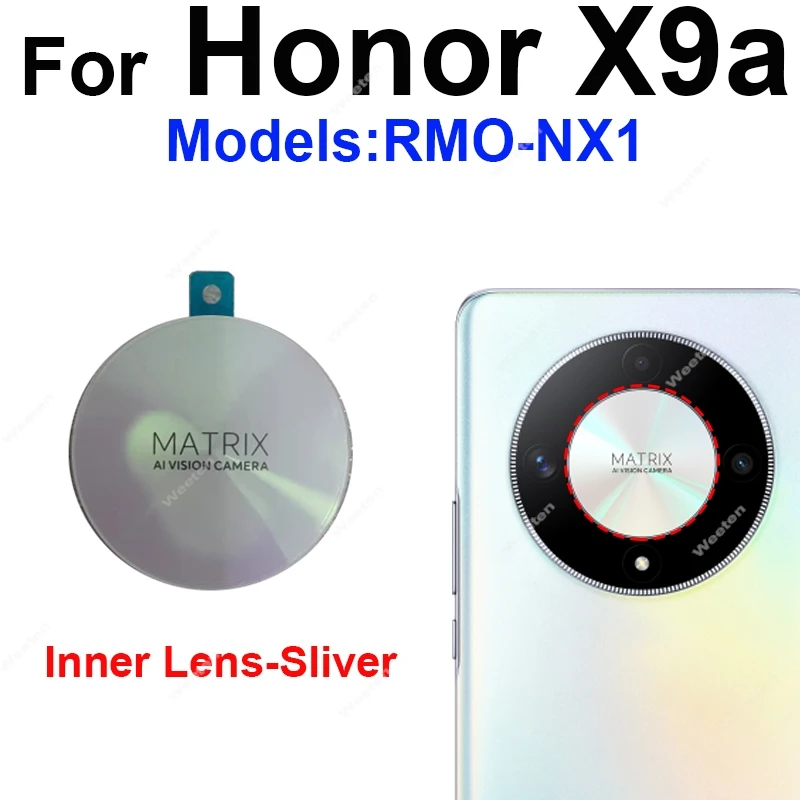 Back Rear Camera Glass Lens with Adhesive Sticker For Honor X9a RMO-NX1 Inner Camera Ring Lens Glass Replacement Parts