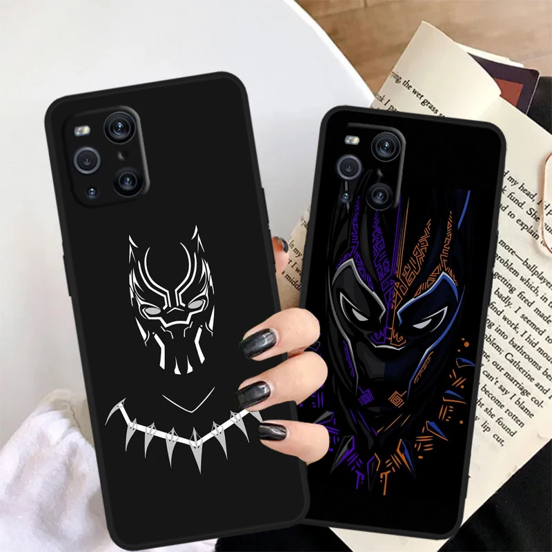 Black Panther Marvel Fashion For OPPO Find X6 X5 X3 A54S A5 A94 A16 A53S A57 A74 A72 A98 A78 A96 A9 5G Black Cover Phone Case