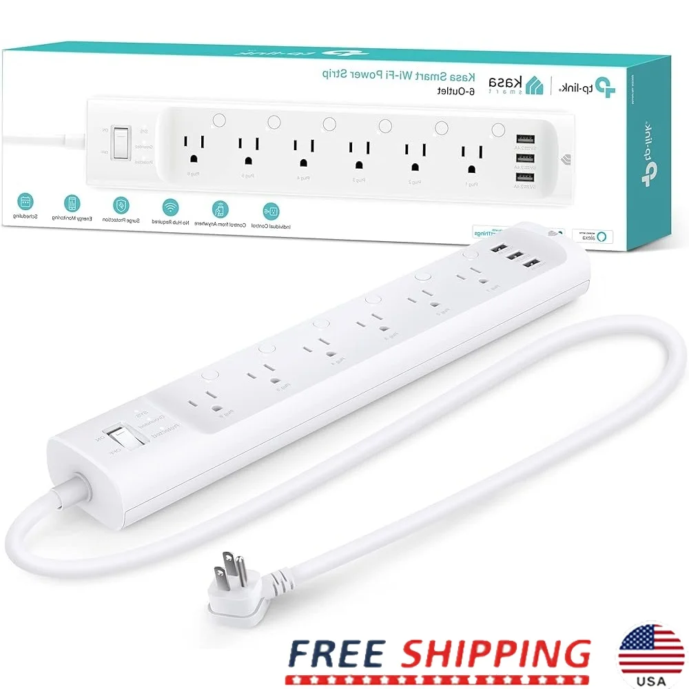 

Smart Power Strip Surge Protector with 6 Individually Controlled Outlets 3 USB Ports Voice Control Compatible with Alexa Google