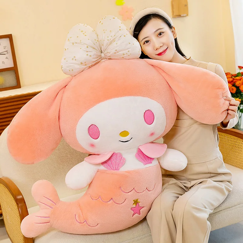 

Плюшевая кукла Sanrio Kawaii Hello Kitty My Melody Kuromi, плюшевая кукла Cinnamoroll Pochacco, плюшевые игрушки русалки, куклы, подарки для детей