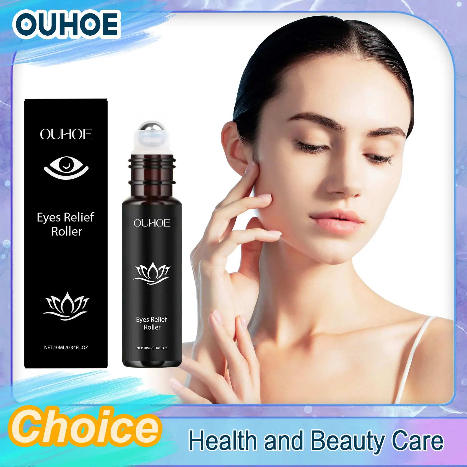 OUHOE Hyaluronic Acid Eye Serum Roller Fade Dark Circles Hydrating Rejuvenation Anti-Wrinkle Eye Bags Removal Lift Eye Skin Care