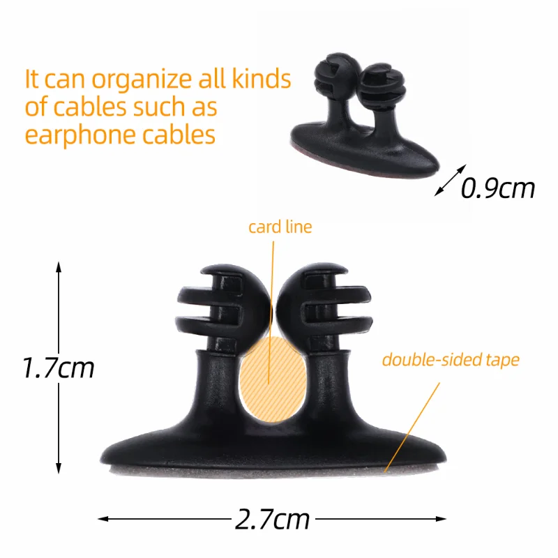 Car Wire Cable Holder Cable Manager for Mobile Phone Charger Cable Line Clasp Clamp Self Adhesive Holder Home Office Organizer