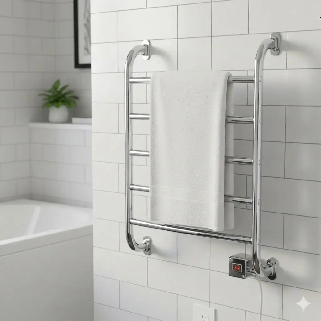 Warmrails Regent Towel Warmer - Wall Mounted Towel Warmer Rack for Drying Towels and Garments - 25.5-Inch Chrome Finish Frame wi