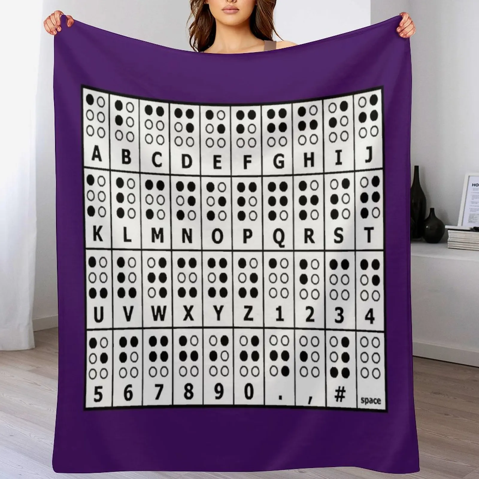 

Braille Alphabet Throw Blanket Flannel Blankets For Bed Quilt Plaid on the sofa Blankets