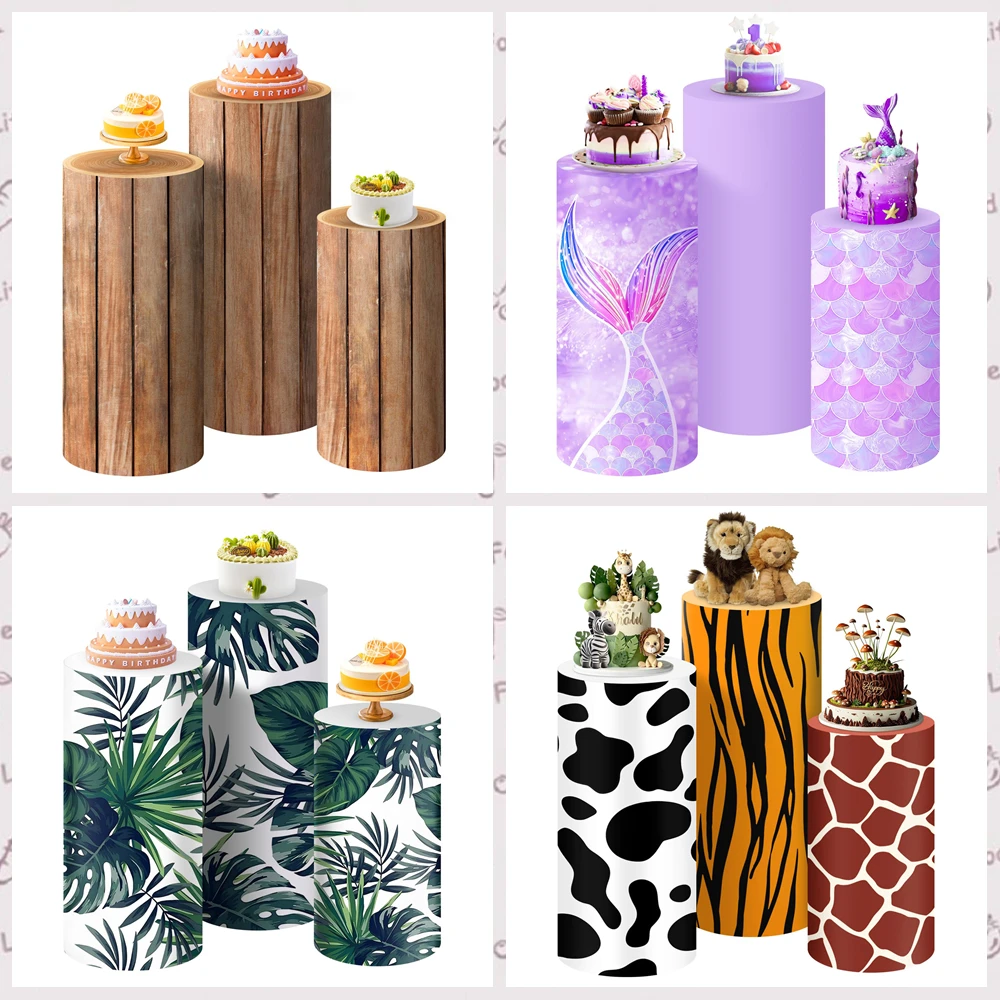 

3-х предметная тема дикой природы в джунглях, зеленые листья, колонна, основа, подходит для вечеринки, свадьбы, дня рождения, украшения, реквизит для фона