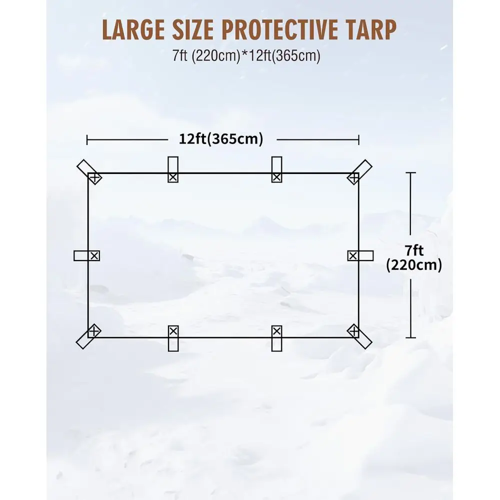 قماش القنب المقاوم للماء عالي التحمل مقاس 7 × 12 قدم مع حلقات حزام معززة للاستخدام الخارجي