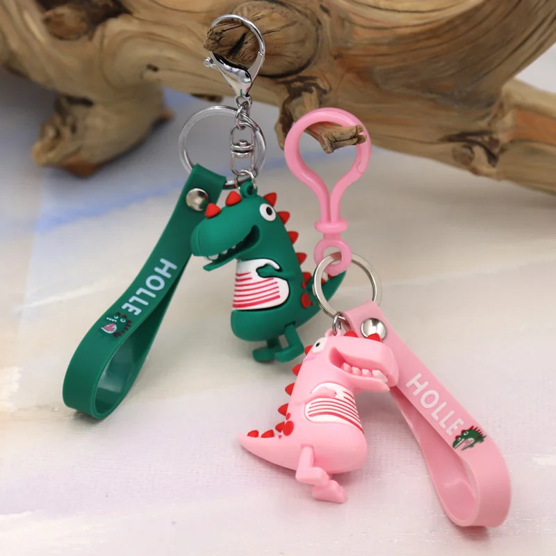 Fashion Jewelry Keychain Cute Dinosaur Silicone Cartoon Key Chain for Women Bag Car Key Pendant Accessories Gifts