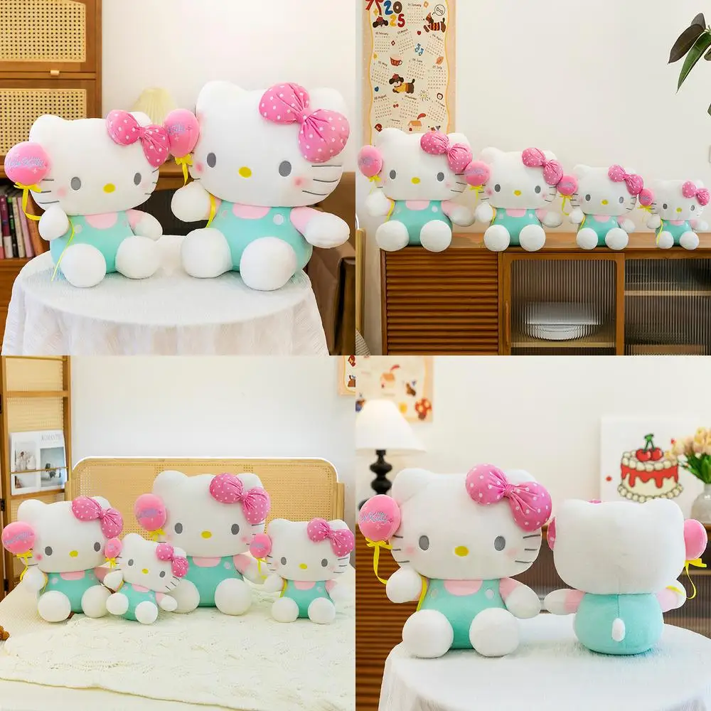45 cm Sanrio Kawaii Hello Kitty Plüschtier Gefüllte Puppe Ballon Design Süßes Geburtstagsgeschenk für Kinder Großer weicher Teddybär Großhandel