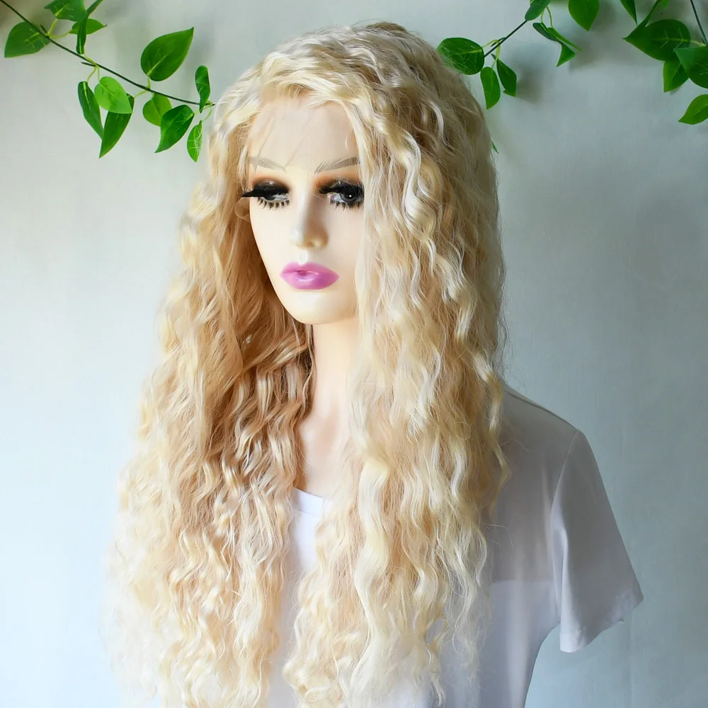 30 Inch 613 13x4 Lace Frontal Wigs Deep Wave Blonde Wig Synthetic Lace Front Wigs for Black Women 180% Density
