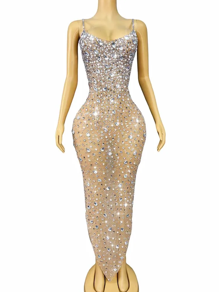 고품질 핫 스탬핑 섹시한 서스펜더 탄력 메쉬 비대칭 드레스 2025 신상 맞춤 여성 의류