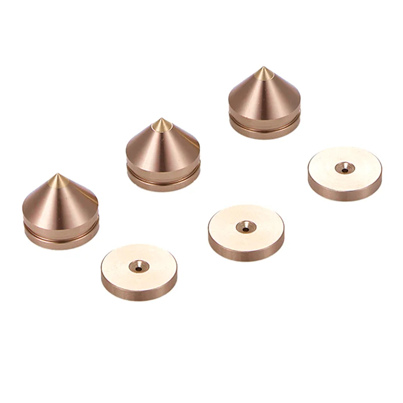 Popular 8 Set Speaker Stand Feet Foot Pad Aluminium Alloy Metal Spikes Cone Floor Foot Nail Champagne Gold