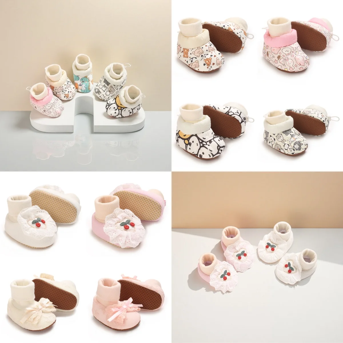 Cotton Socks Shoes Baby Cute Cartoon Pattern Soft Winter Shoes 0-18M Newborn Baby Socks Children's Floor Preschool Girls' First