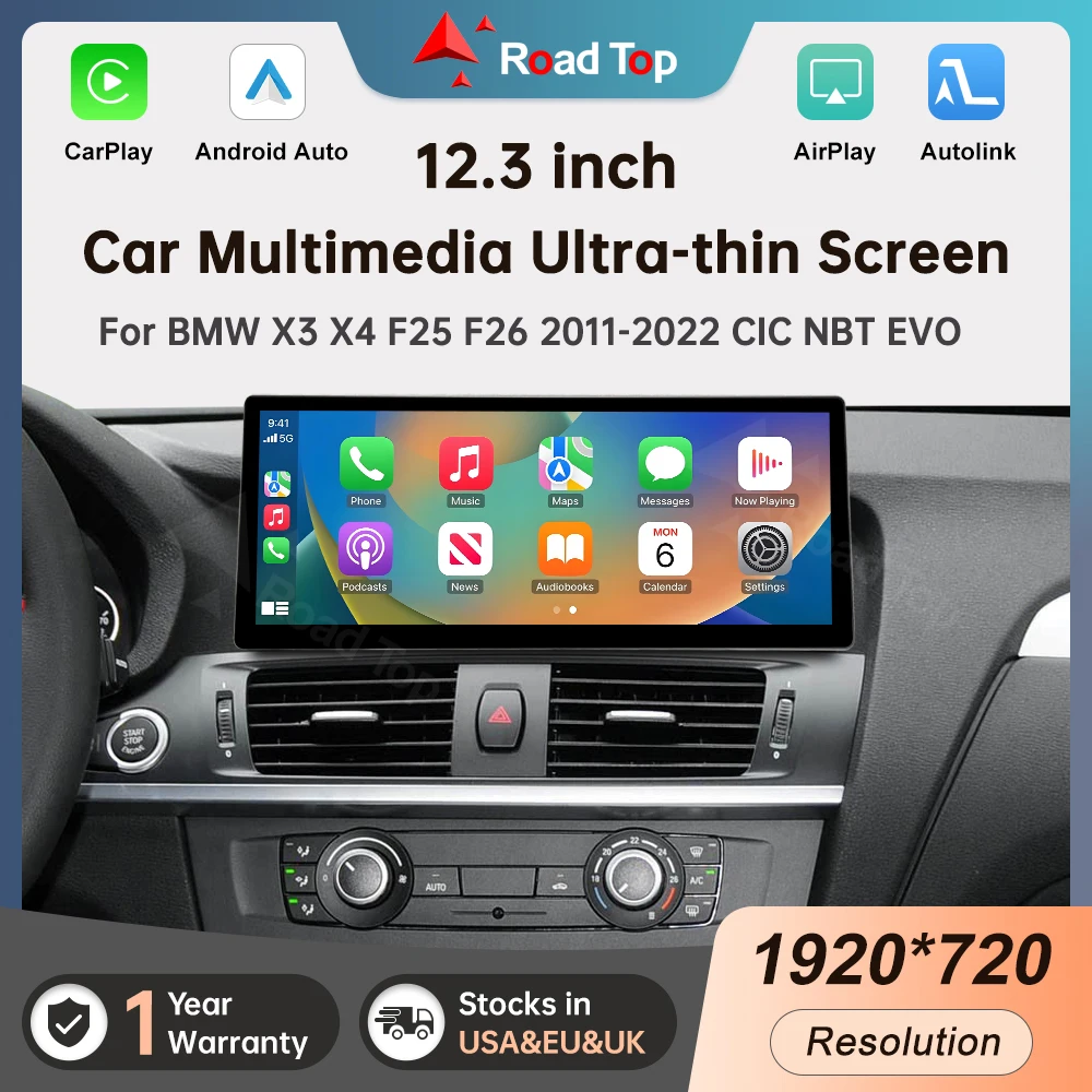 شاشة لمس لينكس 12.3 بوصة لسيارات BMW X3 X4 F25 F26 2011-2022 CIC NBT EVO شاشة الوسائط المتعددة مع CarPlay Android Auto اللاسلكية #1