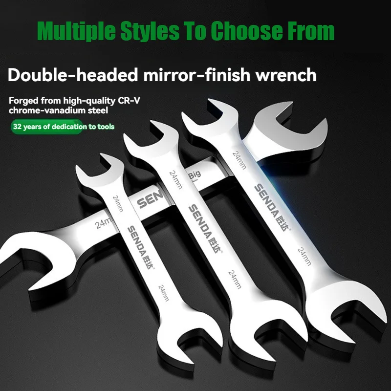 1PC Double Opening Wrench Chrome Vanadium Steel Forging Face Dual Purpose Mirror Double Headed Opening Hard Set Complete Set of