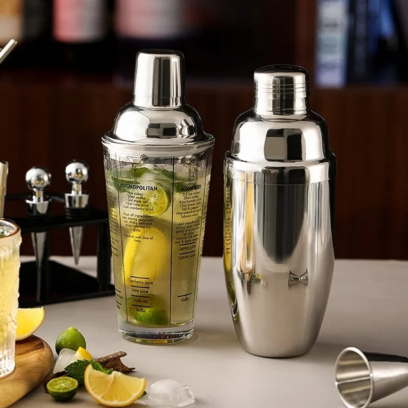 1pc Shaker Cup Handmade Lemon Tea Special Cup Three-stage Stainless Steel Cocktail Shaker Pot Shaker