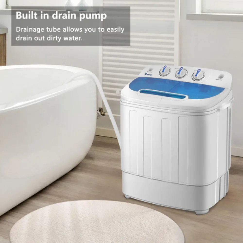 Máquina de lavar Twin Tub com bomba de drenagem embutida, máquina de lavar semiautomática, padrão dos EUA, XPB46-RS4, 13Lbs