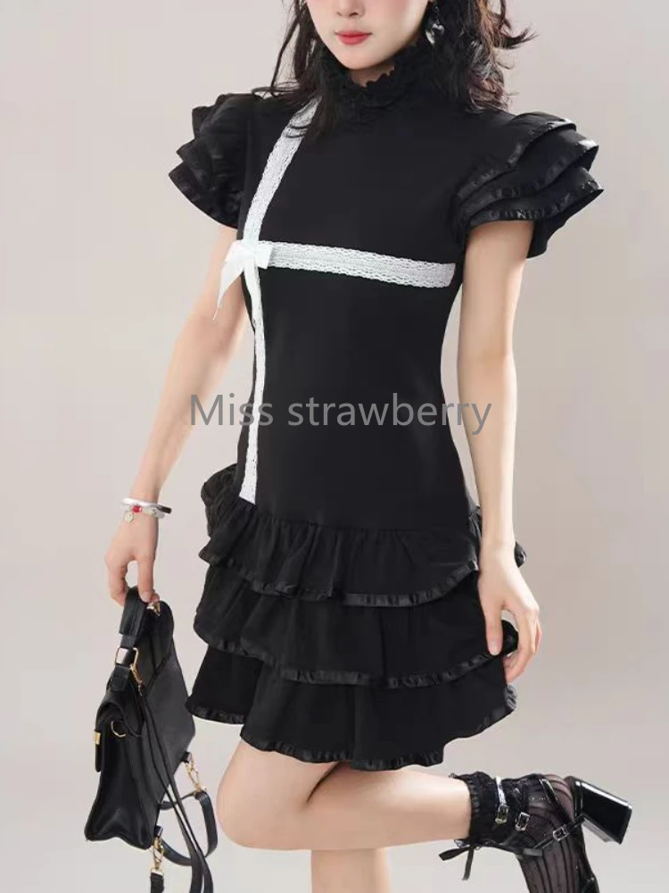 

France Vintage Slim Slash Neck Sleeveless Dress Women Gothic Y2k V-neck Black Summer Dresses Hepburn Chic Skinny Clothing 2025