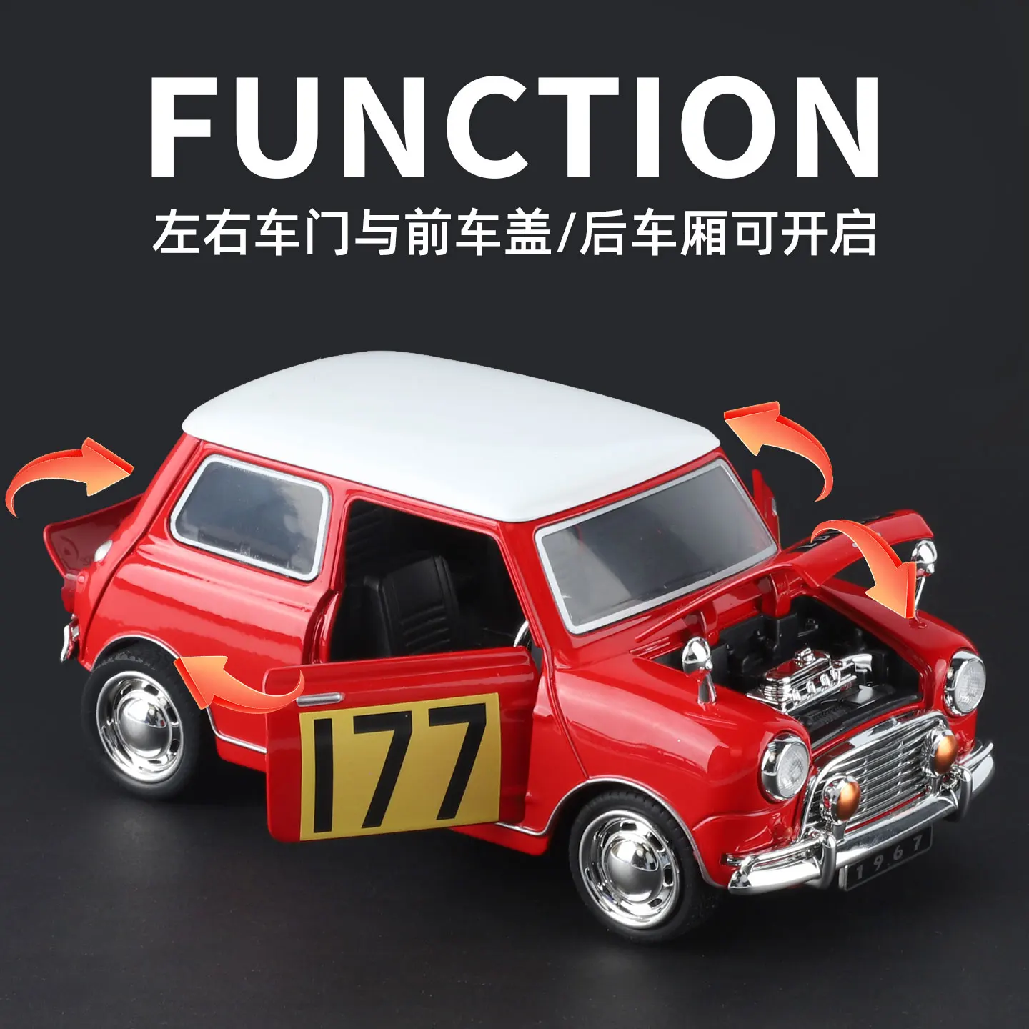 1:32 BMW Morris Mini Cooper 1967 Diecast Metal Car Model