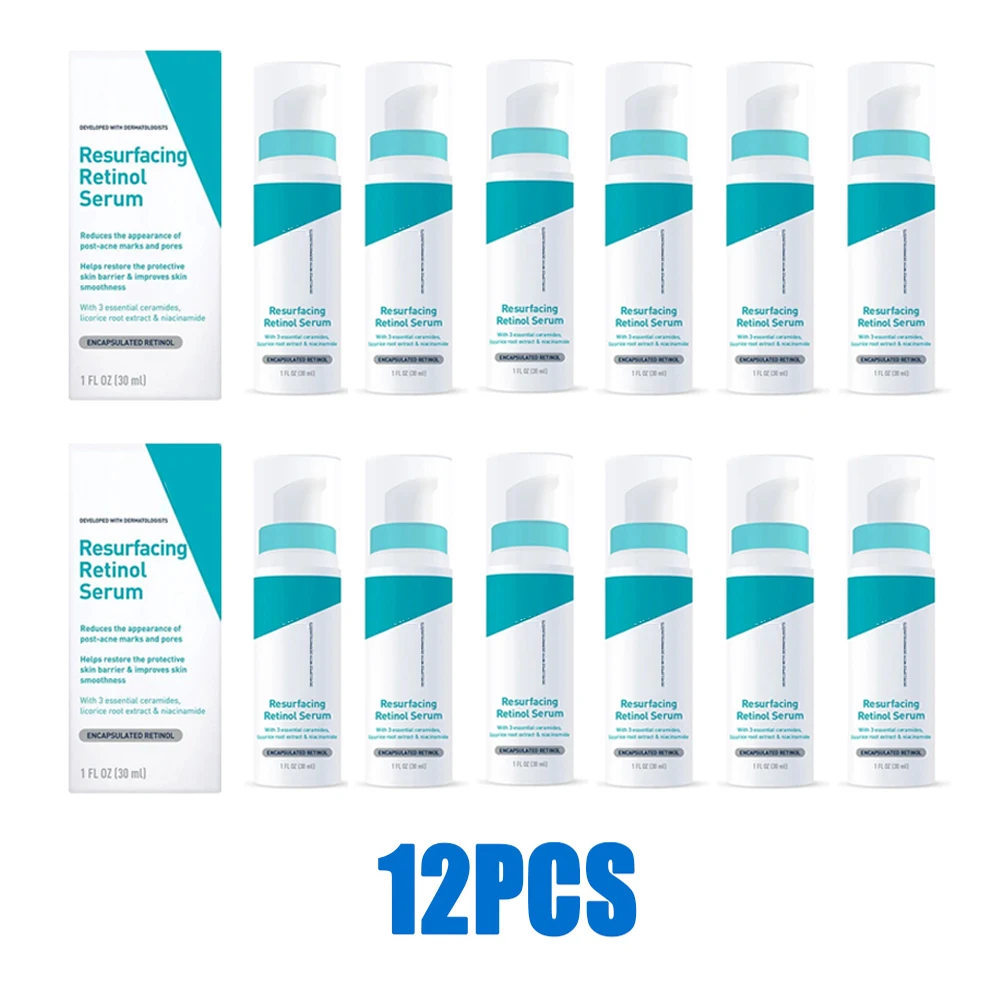 12PCS Hydrating Resurfacing/Hyaluronic Acid/Renewing Retinol Serum Reduce fine Lines Anti-aging Repair Barrier 30ml