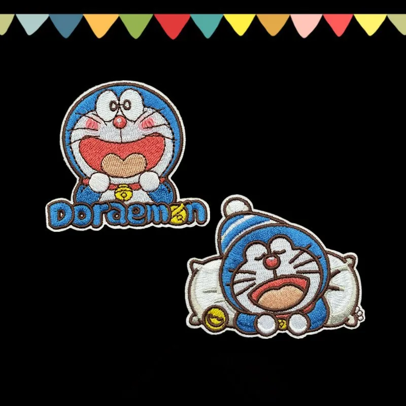 Doraemon Stoffaufkleber, kreative, hochwertige Anime-Cartoon-Stickerei, bedruckt, für Schüler, niedliche DIY-Kleidungs- und Schulranzen-Aufnäher – Detail 3