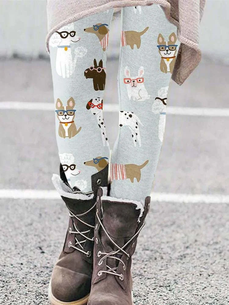 Leggings de mujer con estampado Floral de gatos, pantalones de poliéster y LICRA elásticos con Control de cintura, ropa de calle para exteriores para otoño e invierno