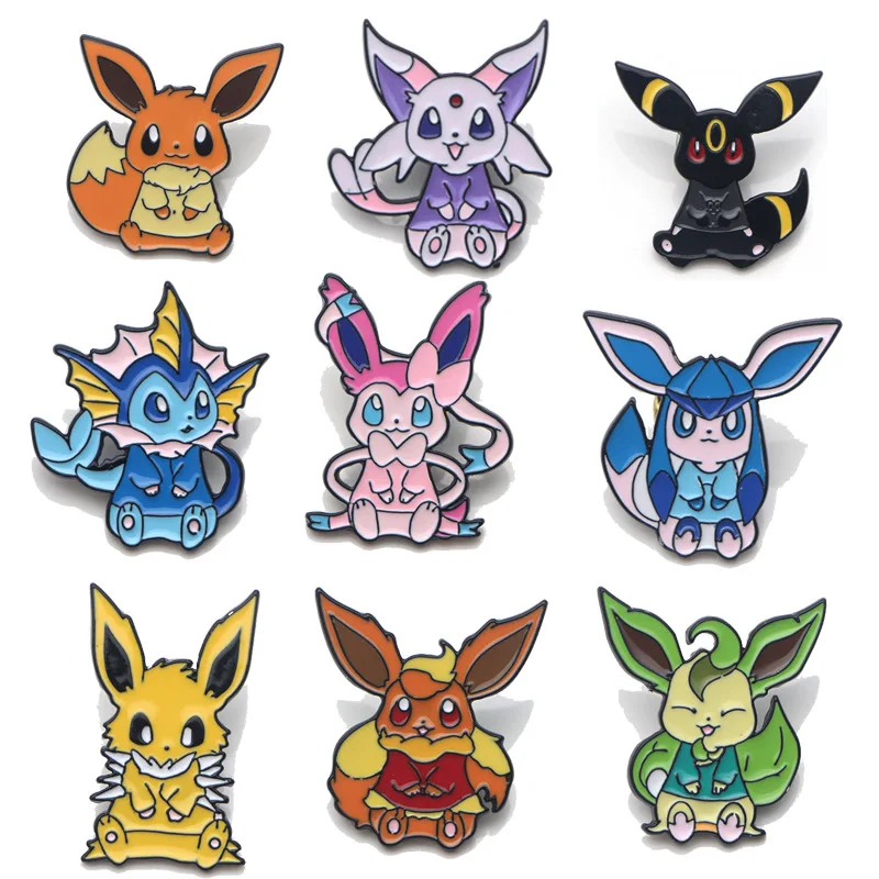 Pokemon Cute Adventure Cartoon Eeveelution Brooch Clothing Alloy Pins Hat Scarf Emblem Pendant Jewelry Enamel Anime Pins Gifts