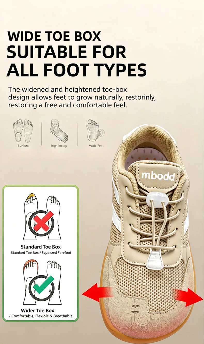 Kinder-Barfußschuhe mit breiter Sohle für Jungen und Mädchen, rutschfeste, atmungsaktive Kindersportschuhe, Zero-Drop-Wanderschuhe – Detail 9