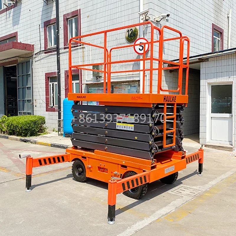6m 8m 10m 12m 14m 18m 300Kg 1T 2T قدرة الكهربائية المحمول مقص رفع Manlift منصة المحمول التضاريس الخام