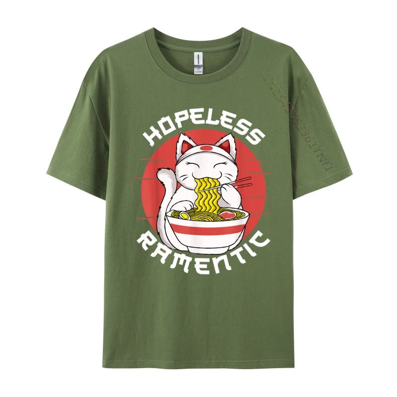 Ramen Noodles Hopeless Ramentic Japanese Kawaii Cat Gift Cotton Men Tshirts Print Tops & Tees Special comfortable T Shirts