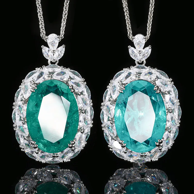 Jewelry Gold-Plated Emerald Pendant Necklace Large Denier 18*25