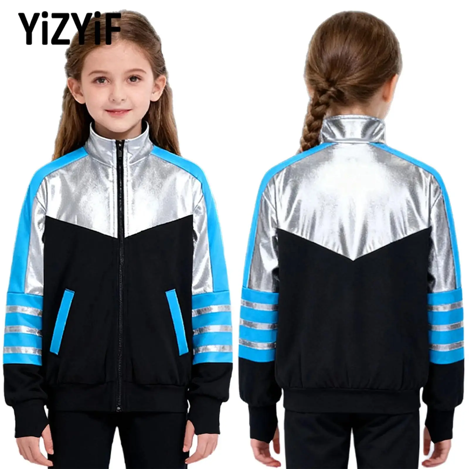

Children Boys Girls Figure Ice Skating Training Top Practice Performance Clothes Breathable Soft Long Sleeve Fleece-Lined Jacket
